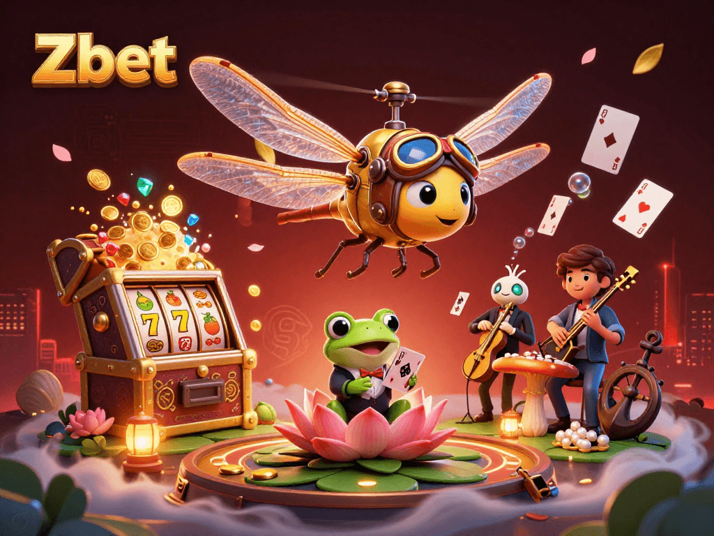 Zbet showcases a vibrant online casino experience with lively characters and engaging gameplay elements.