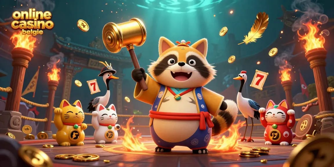 Experience the excitement of online casino belgie with a lucky tanuki in a vibrant gaming session.