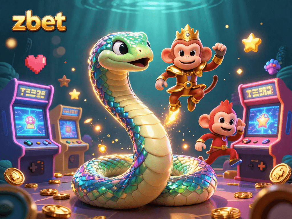 Engage with zbet's vibrant gaming scene featuring a colorful 3D illustration of casino excitement.
