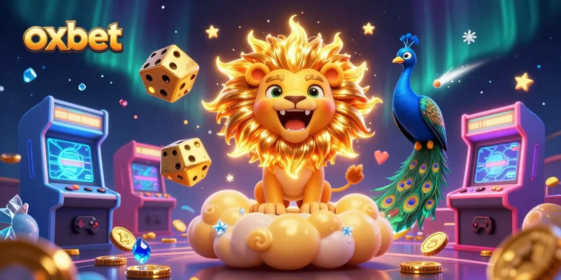 Experience the vibrant world of oxbet with dynamic game elements and roaring lion mascot!