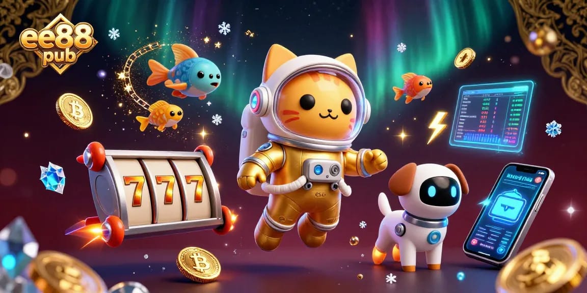 Experience thrilling slots at ee88 pub with vibrant 3D characters and dynamic crypto elements.