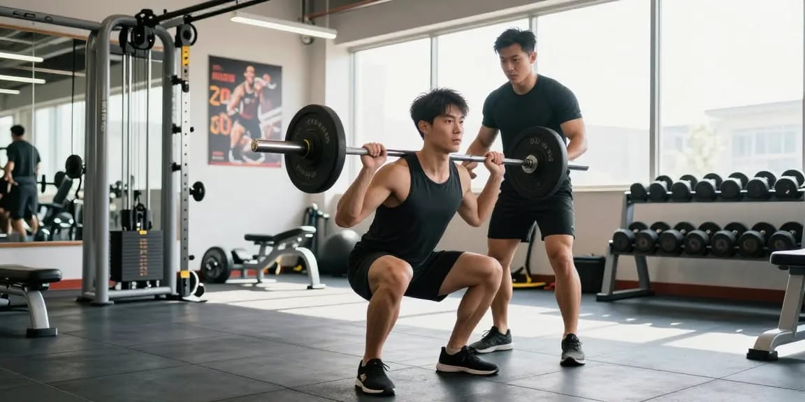 Fit individu traint in een moderne gym, met Prime Pharma Steroïden Winkel producten zichtbaar in de achtergrond voor optimale resultaten.