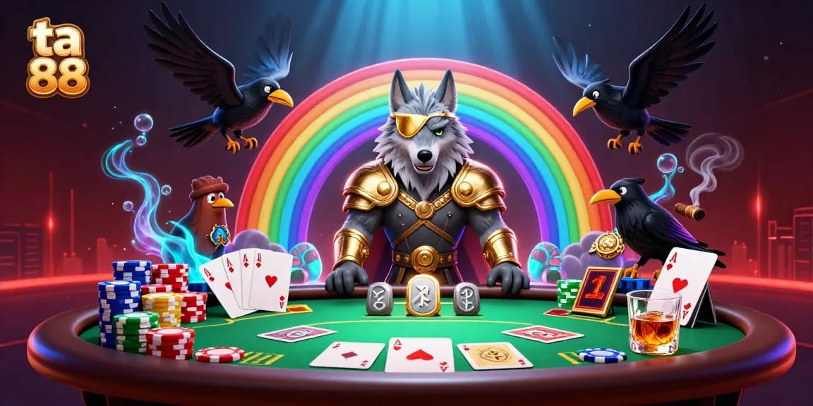 Engage with ta 88's thrilling casino adventure led by Odin and his ravens amidst vibrant gaming elements.
