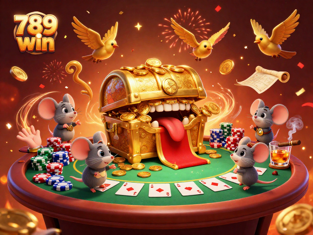 Experience excitement at 789 win with a vibrant poker scene featuring treasure and winnings.