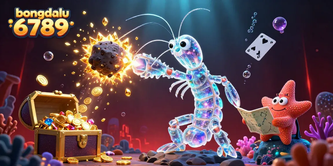 Experience the action of bongdalu 6789 with a galactic shrimp breaking through asteroids, revealing treasures.