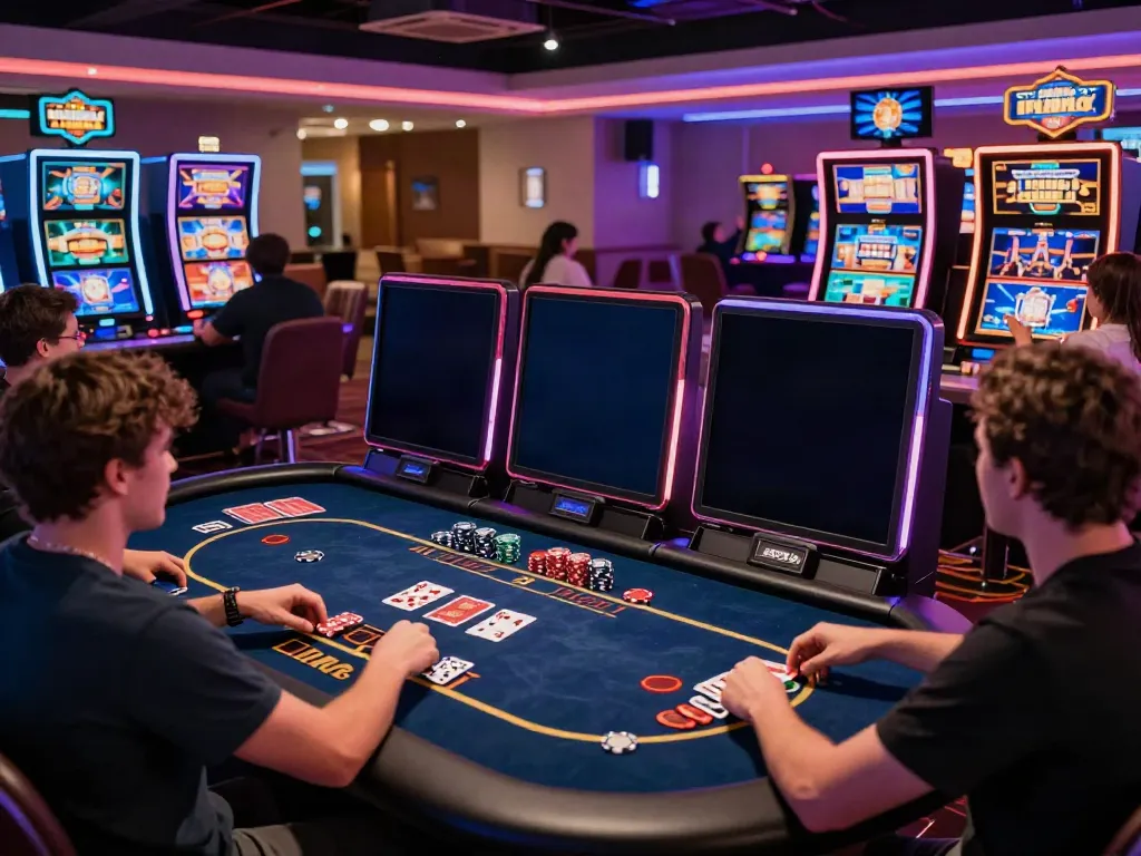 Engaging gaming scene featuring players at ku88 online casino with vibrant atmosphere.