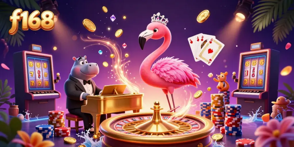 Experience the exciting world of f168 with lively characters and dynamic casino elements.