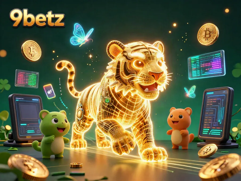 Experience thrilling gameplay at 9betz with a vibrant neon casino scene filled with dynamic crypto elements.