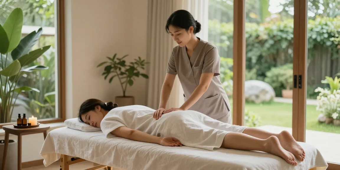 송파출장마사지 session in a serene home environment with professional therapist providing relaxation