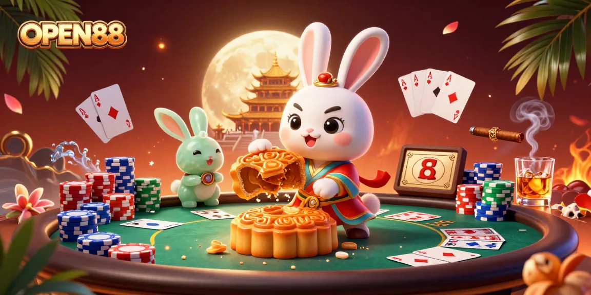Experience exhilarating gaming action at OPEN88 with vibrant casino elements and characters.