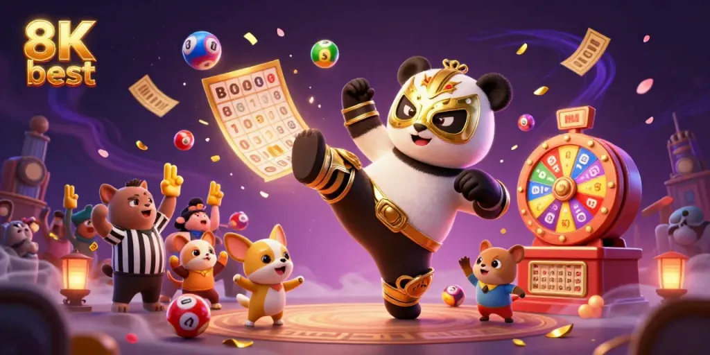 Engaging casino scene showcasing a panda wrestler in action with energetic animal fans, highlighting the fun of 8K best gaming.