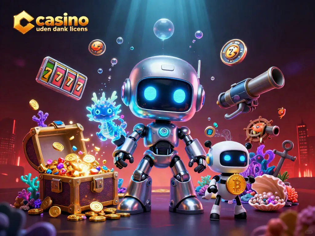 Engage with casino uden dansk licens in this vibrant, immersive 3D illustration featuring advanced gaming elements and characters.
