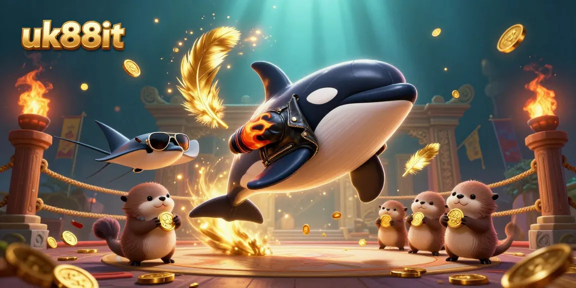Experience the excitement of uk88it with a 3D cartoon scene featuring sea creatures celebrating big wins.