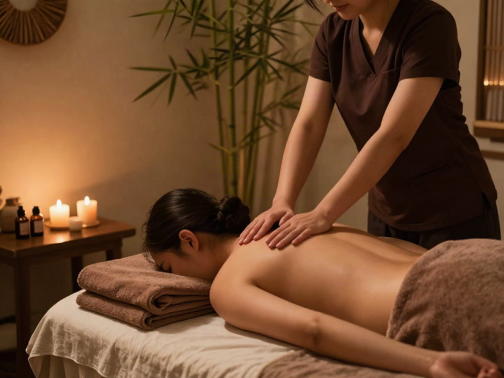 의정부출장마사지 therapy session in a calming spa environment featuring a professional therapist.