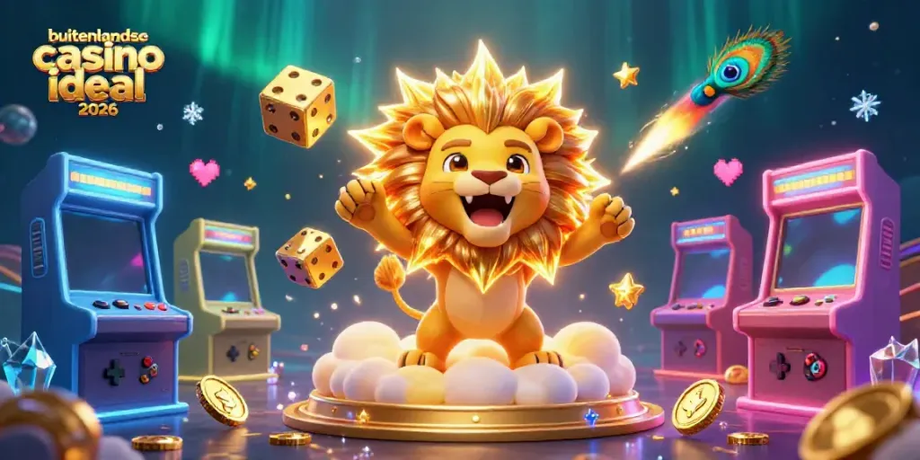 Engage at buitenlandse casino ideal 2026 with a vibrant 3D scene of lively characters and gaming elements.