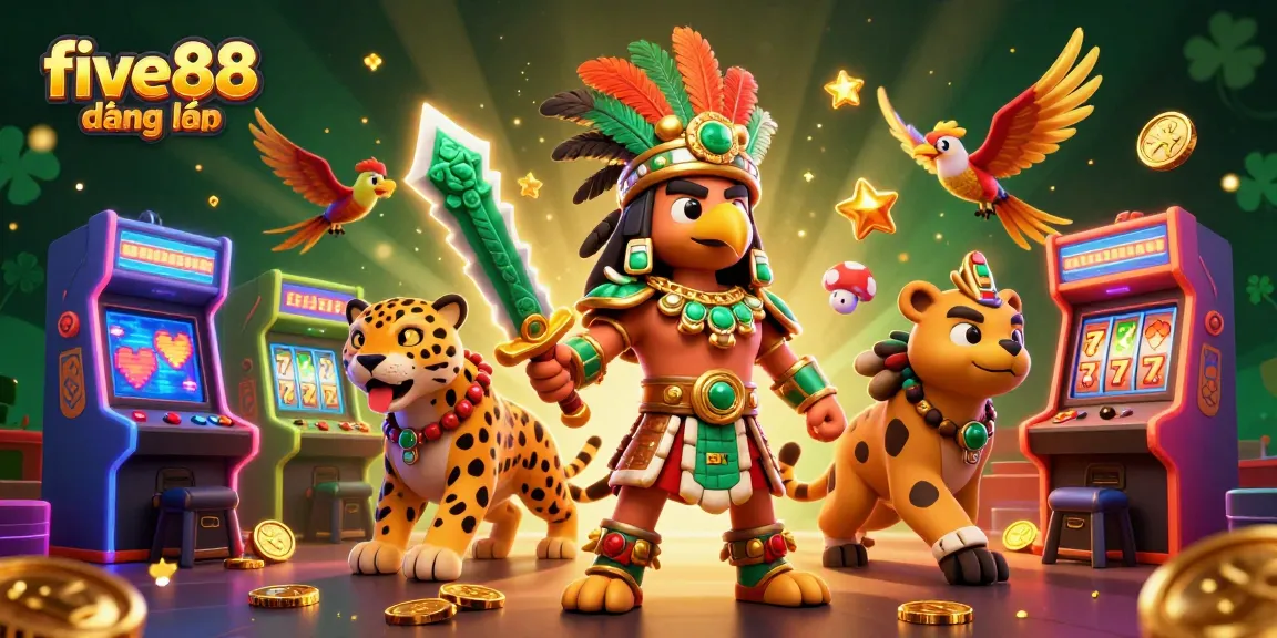 Players dive into excitement with five88 đăng nhập at this vibrant 3D casino illustration.