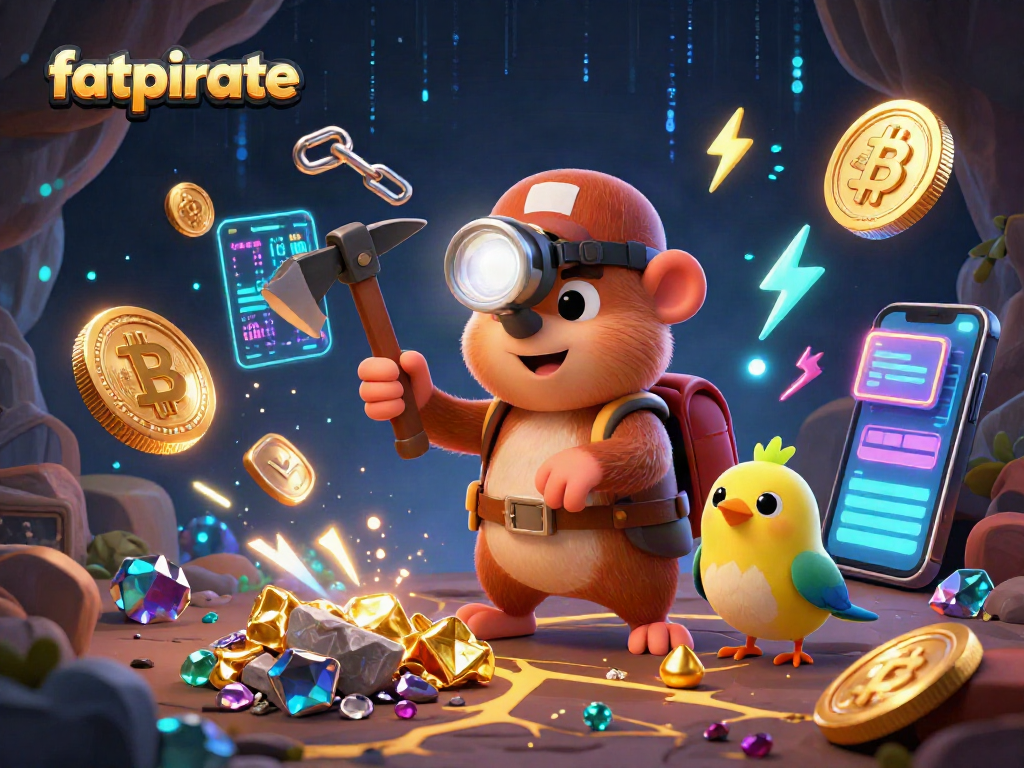 Engage with the vibrant world of fatpirate, featuring a treasure-hunting mole discovering riches in a casino-themed digital art.