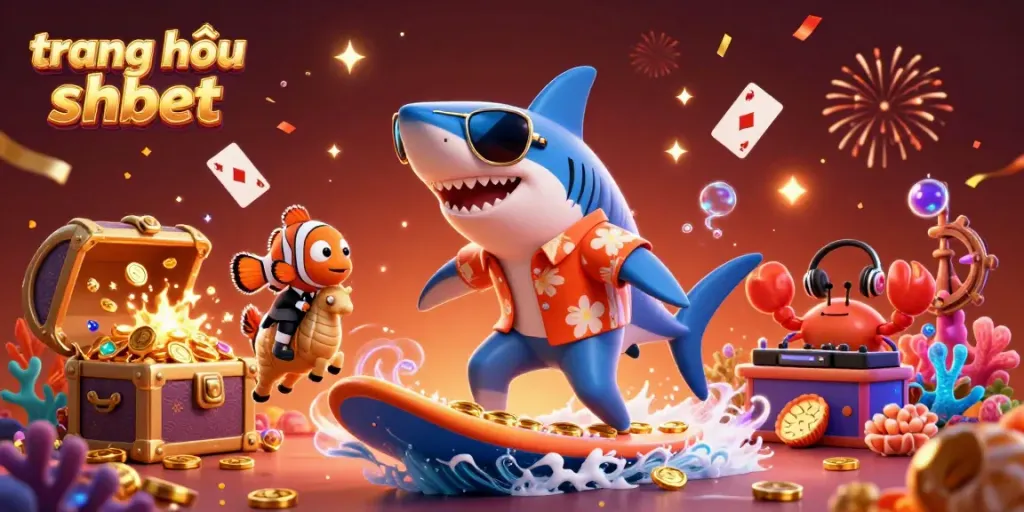 Engage with the vibrant trang chủ shbet scene featuring a shark, clownfish, and crab immersed in winning action.