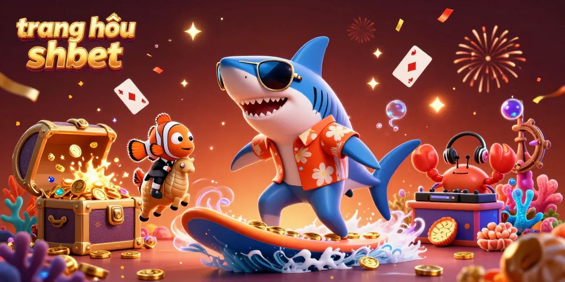 Engage with the vibrant trang chủ shbet scene featuring a shark, clownfish, and crab immersed in winning action.