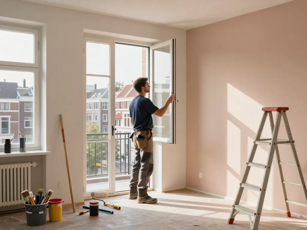 Transformeren van raamkozijnen voor verbouwing en verhuizing Utrecht met professionele zorg in een zonnig appartement.