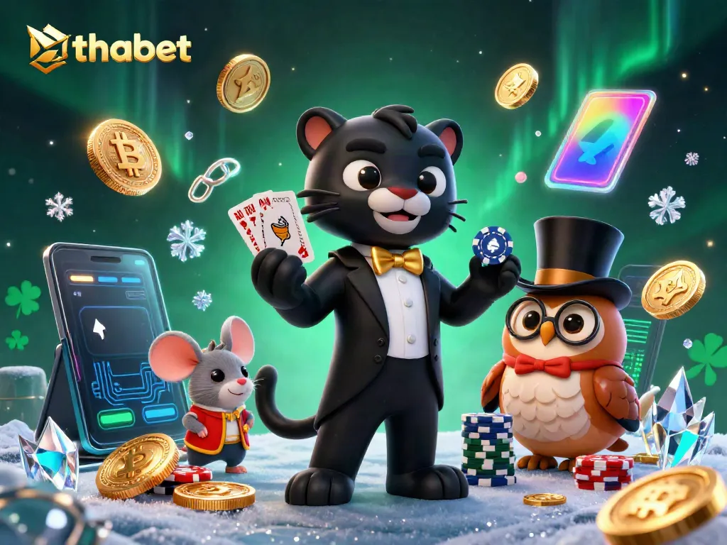 Experience high-stakes action at Thabet with a stylish casino scene featuring a tuxedo-clad panther and friends.