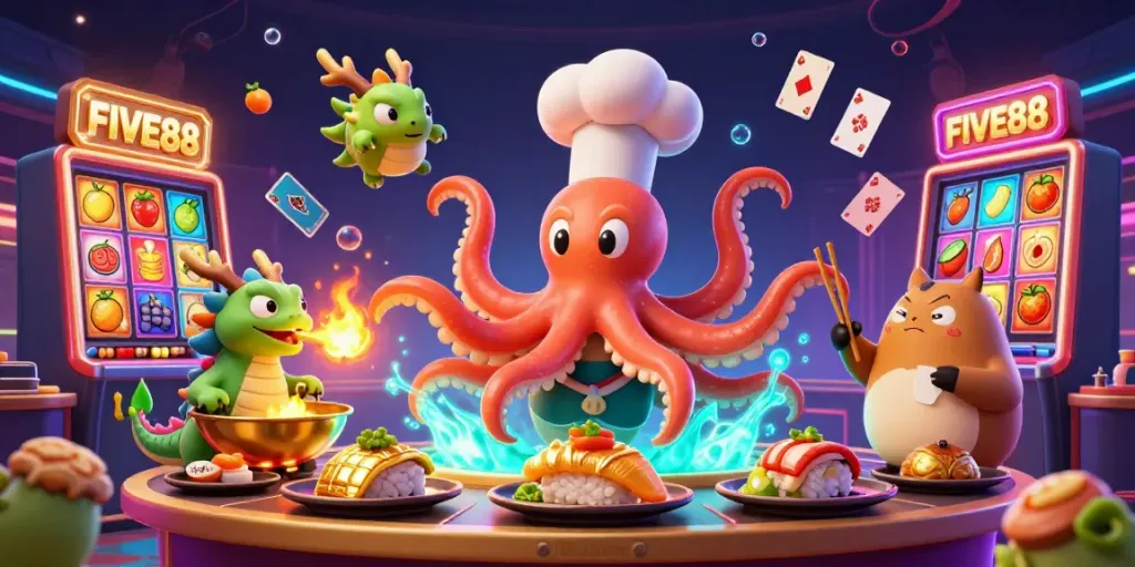 Experience the thrill and excitement at FIVE88 with vibrant characters and engaging slots!