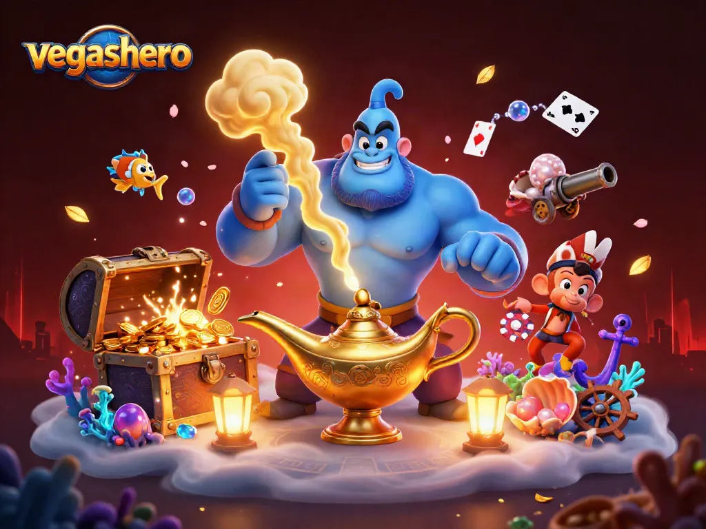 Experience thrilling gameplay at VegasHero Casino with a captivating scene of magic and excitement.