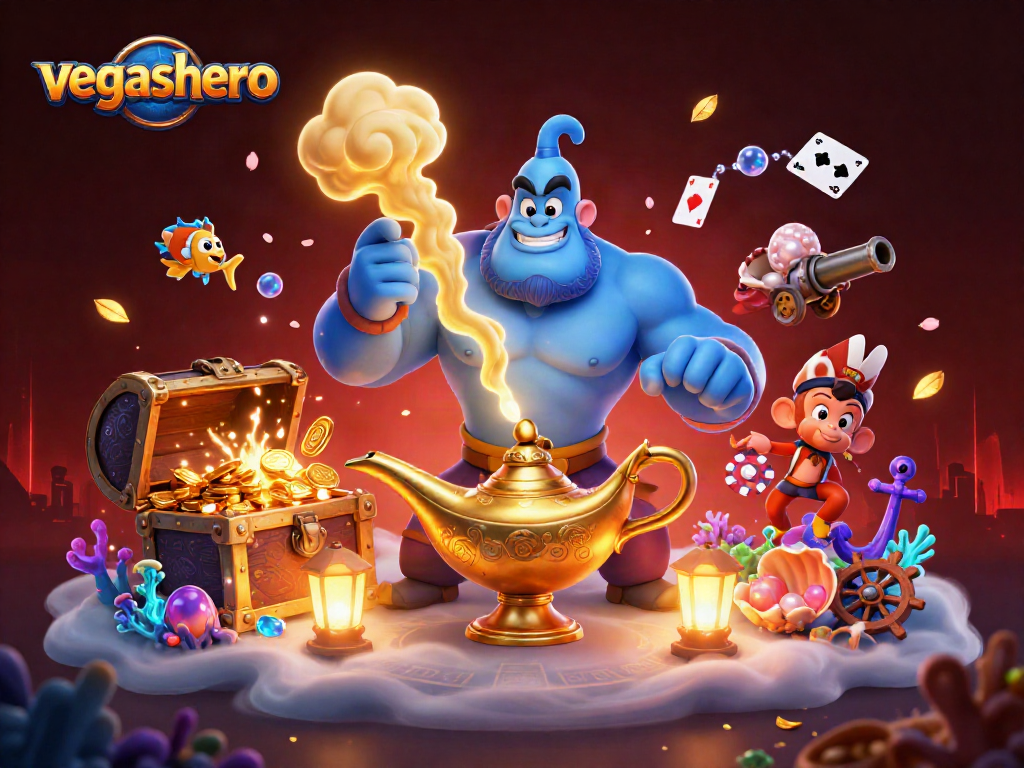 Experience thrilling gameplay at VegasHero Casino with a captivating scene of magic and excitement.