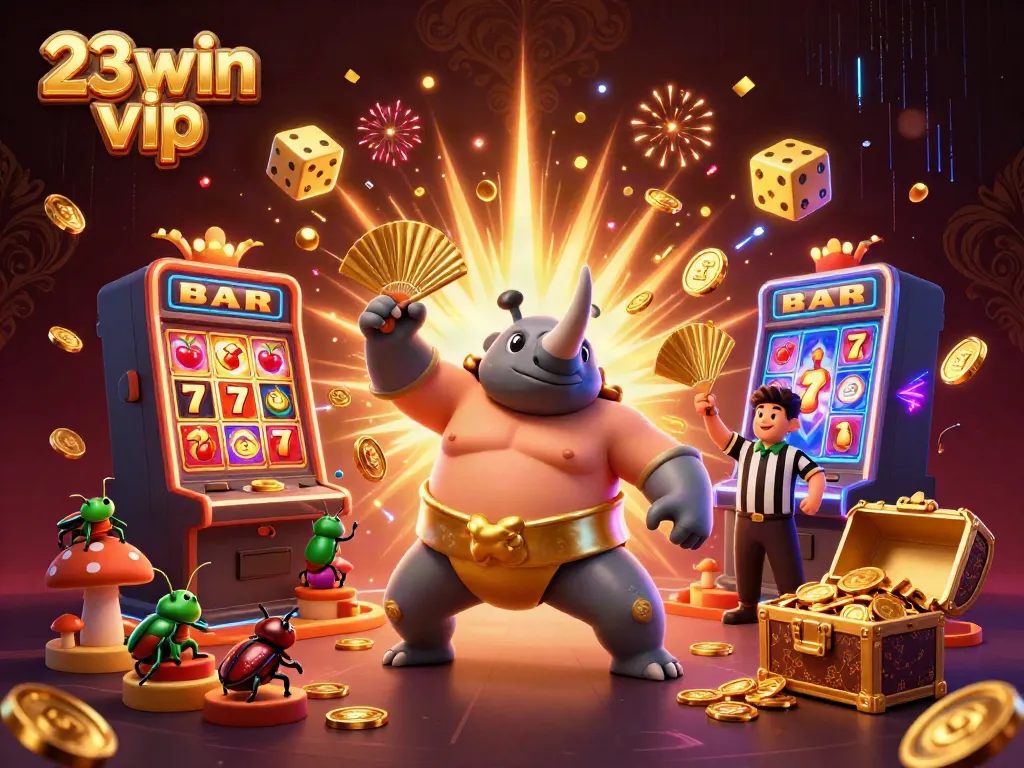 Experience the thrill of 23win vip with a lively 3D casino scene featuring jackpot celebrations.