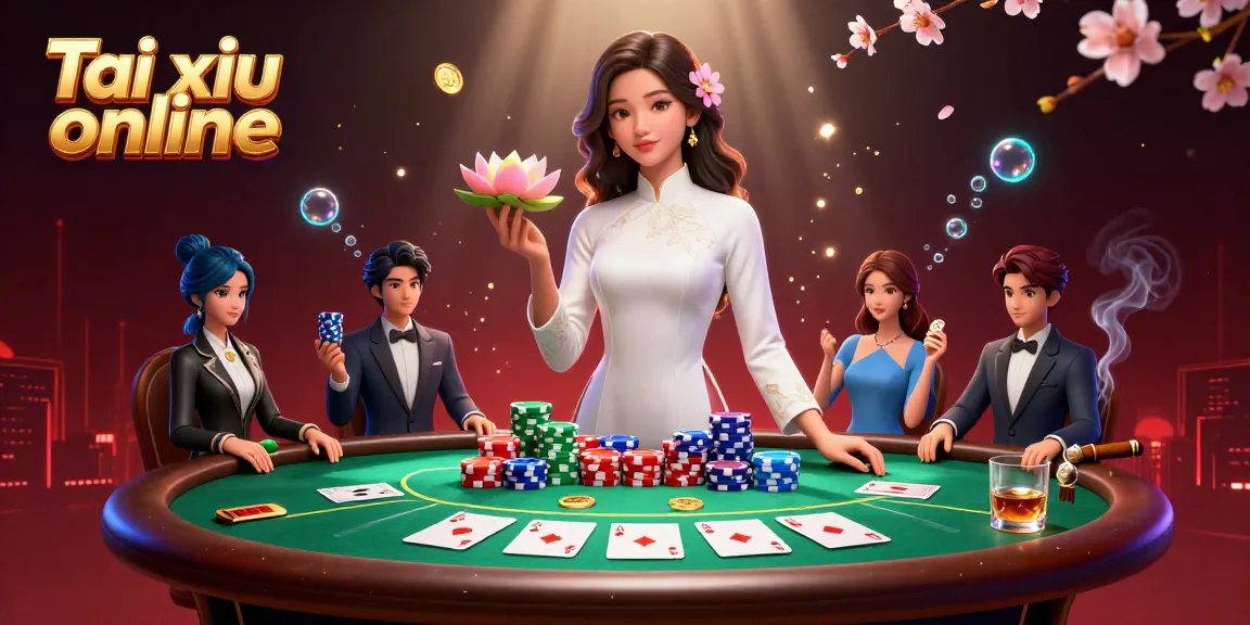 Engage with Tai xiu online through this vibrant-themed casino scene showcasing dynamic gameplay and elegant characters.